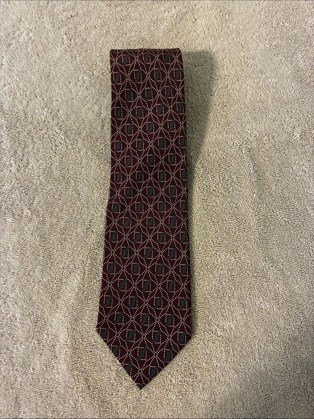 Robert Stewart Men's Patterned Burgundy Silk-Blend Tie